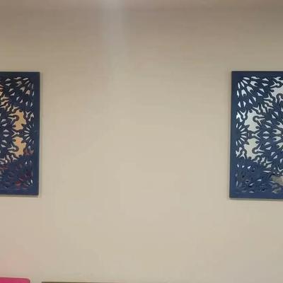 Pair of Blue Decorative Wall Panels