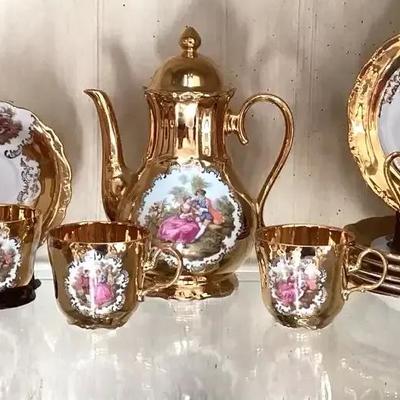 Kunst Bavaria West Germany Gold Lustre Porcelain Tea Set – 15 Pieces