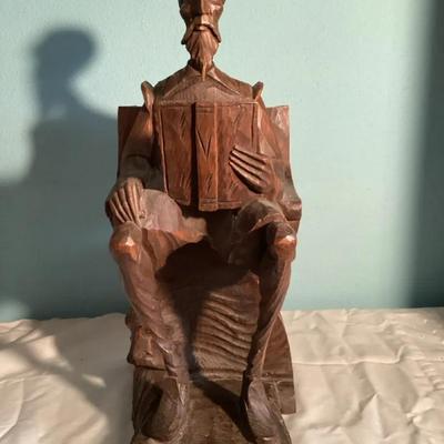 Mid-Century Modern Folk Art Don Quixote Wood Sculpture – Hand-Carved
