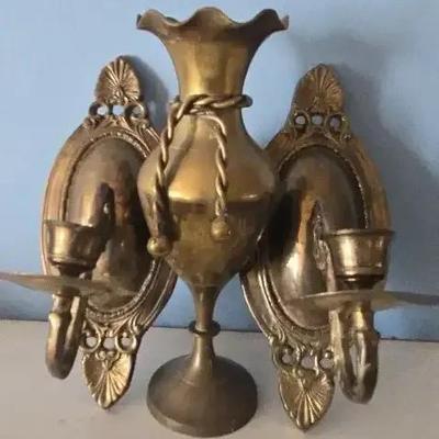 Metal Sconces & Vase