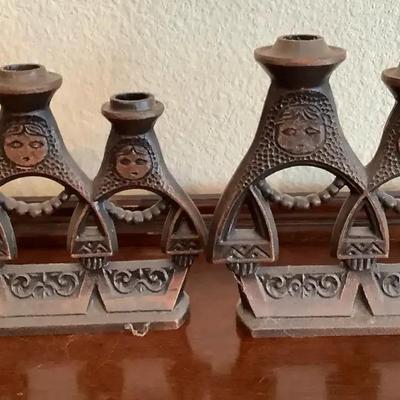 Mid-Century Cast Iron Russian Matryoshka Candelabra