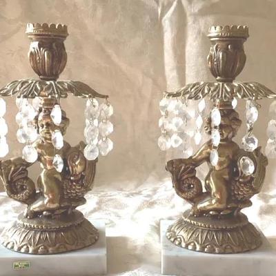 Hollywood Regency Cherub Candleholders