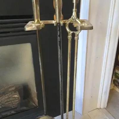 Brass Duck Head Fireplace Tools 