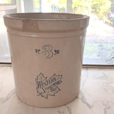 Maple Leaf Western Stoneware Crock "3"