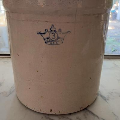 Crown "3" Stoneware Crock 