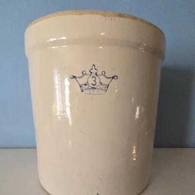 Crown "3" Stoneware Crock 