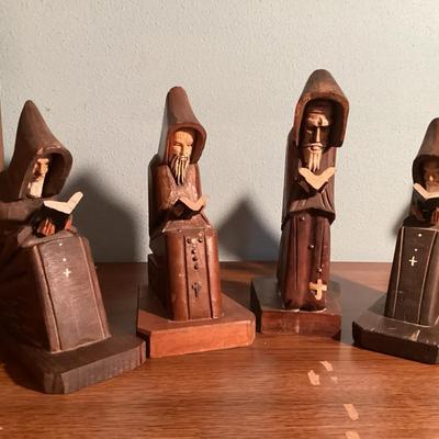 Hand Carved Monk Figurines 