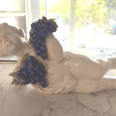 Large Cherub w/Grapes Ceramic 2 Feet Long