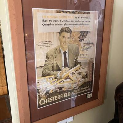 Ronald Reagan Cigarette Ad framed 