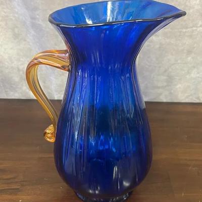 Blenko Glass Company 12” Blue Pitcher 