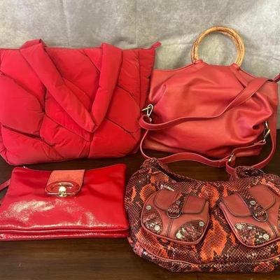 Assorted Red Handbags & Purse Set