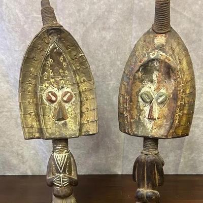 Wooden Reliquary Guardian Figure Pair