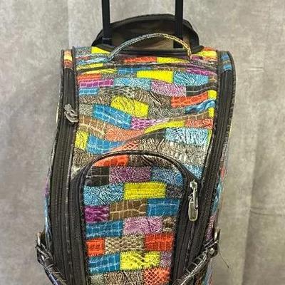 Colorful Suitcase With Two Wheels And Collapsible Handle