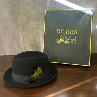 Vintage Dobbs Brand Fedora With Feather 