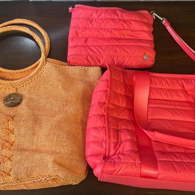 Cappelli Straworld Inc. Orange Tote & & Two Padded Pink Bags