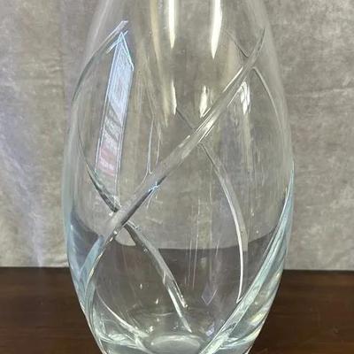 Large 12” Crystal Cut Glass Vase 