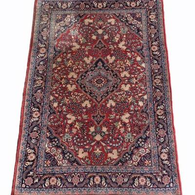 Vintage Persian Kashan Hand-Knotted Colorful Wool Rug
