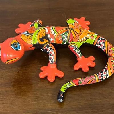 9” x 10” Ceramic Mexican Lizard Sculpture 