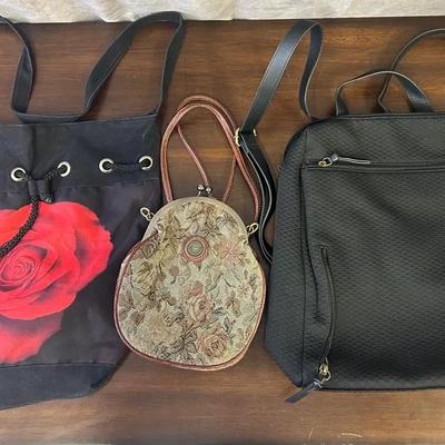 Capezio Purse, Elliot Lucca Laptop Backpack, & Unbranded Flower Bag