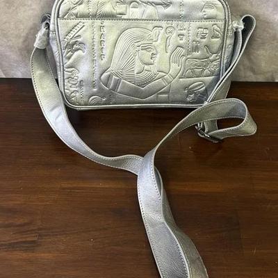 Sharif Silver Egyptian Art Pattern Zip Up Small Luggage Bag