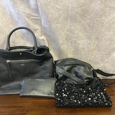 Three Black Handbags & An Adrianne Vittadini Wallet