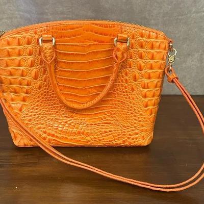 Brahmin Orange Crocodile Pattern Medium Purse  