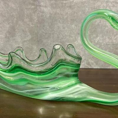 MCM Vintage Hand-Blown Glass Swan Dish