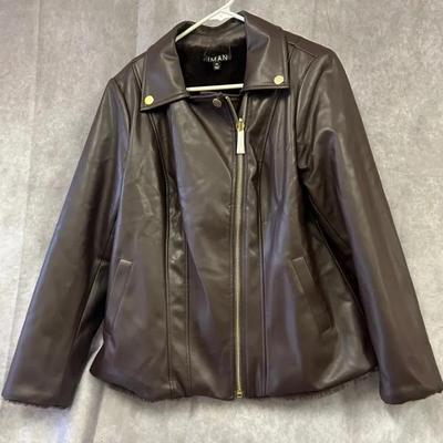Iman Faux Fur, Faux Leather Reversible Winter Coat 