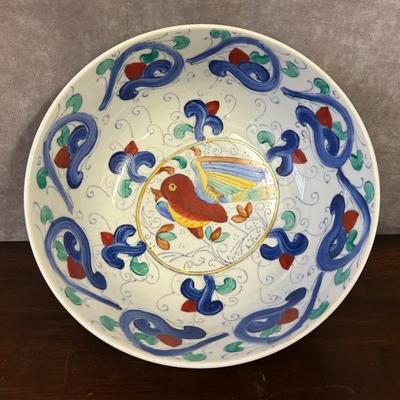 Vintage Decorative Hand Painted Chinese Serving Bowl Pair 