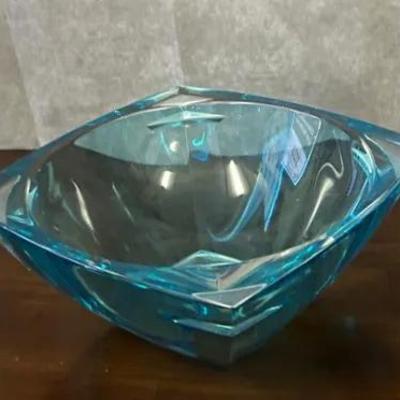 9”D Large Blue Murano Crystal Bowl