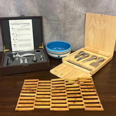 Connoisseur Corkscrew Deluxe Set, Legacy Brand Cheese Board 4 Utensil NFL Redskins Kit