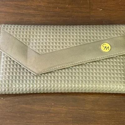 Caro By Mundi Fold Out Gray Kidskin Leather Wallet 