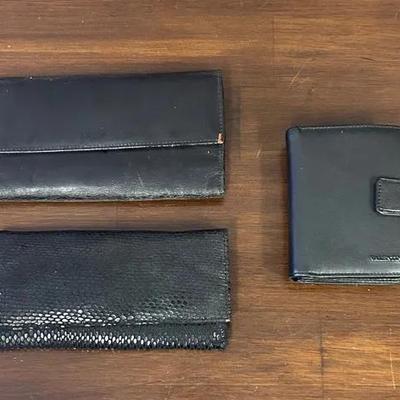 Black Leather 3-Fold Wallets Set
