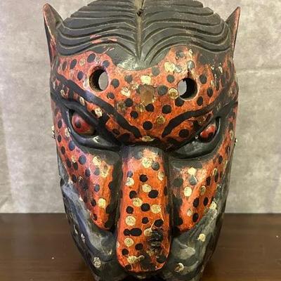 9 1/2” Tall Hand-Crafted Decorative Folk Art Mask 