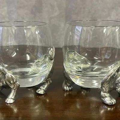 Arthur Court Designs Bear & Bull Old Fashioned Bar Glass Set 