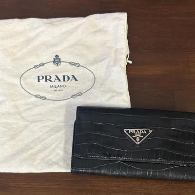 Prada Black Leather 3 Fold Wallet 