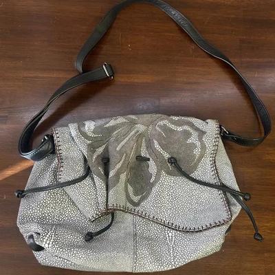 Sharif Gray Magnetic Clasp Purse With Attached Strap