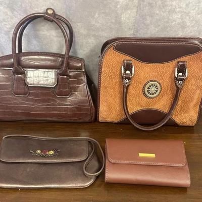 Assorted Designer Brown Leather Handbags 