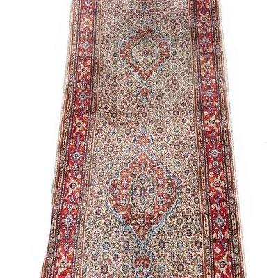 Vintage Persian Kashan Hand-Knotted Colorful Wool Runner