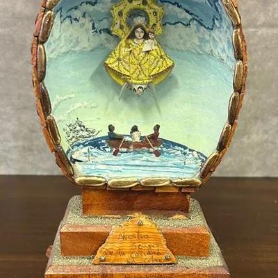 Glass Enclosed “Nuestra Senora De la Caridad del Cobre” Art Piece 