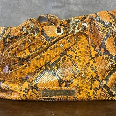 Farrutx Orange Snakeskin Pattern Purse With Matching Wallet 