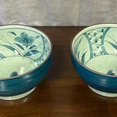 7”D Japanese Ceramic Soup Bowl Pair