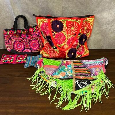 Assorted Colorful Tote Bags, Wallet & Coin Pouch 
