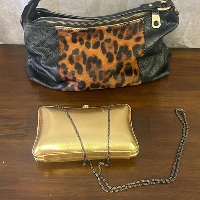 Lurueña Leather & Faux Fur Purse, Small Gold Wallet