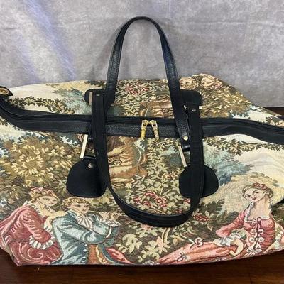Large Decorative Duffle Bag With Leather Interior 