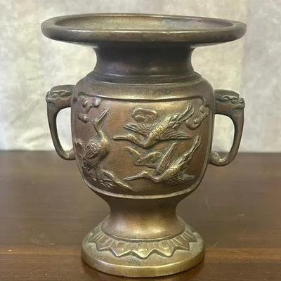 Japanese Bronze Goose Vase