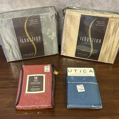 Unopened Seduction Satin Luxury Full Sheet Set Pair, Pack Of 2 Pillowcases & Pillow Sham