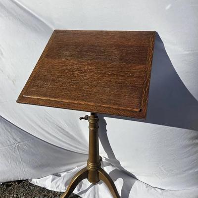 Vintage/ Antique Adjustable Oak Tripod Drafting Table