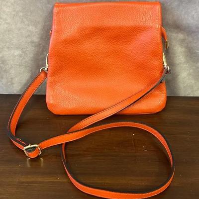 Unbranded Orange Leather Shoulder Bag With Strap