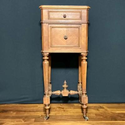 Vintage French Louis Styled Marble Top Solid Wood Side Table I